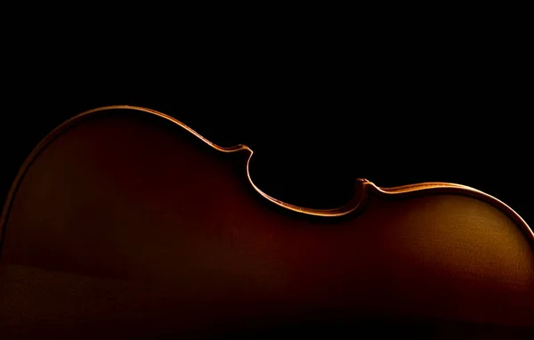 Violino Instrumento Música Orquestra Close Isolado Preto — Fotografia de Stock