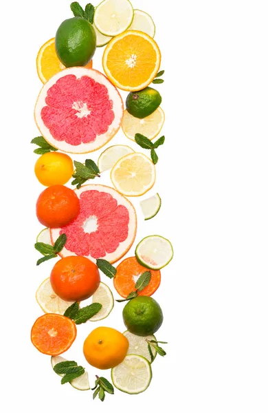 Fondo Cítrico Cítricos Frescos Limones Naranjas Limas Pomelos Sobre Fondo — Foto de Stock