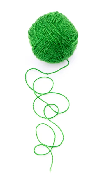 Idea Tangled Thread Green Ball Yarn White Background — Stock Photo, Image