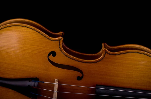 Viool Muziek Instrument Van Orkest Close Geïsoleerd Zwart — Stockfoto