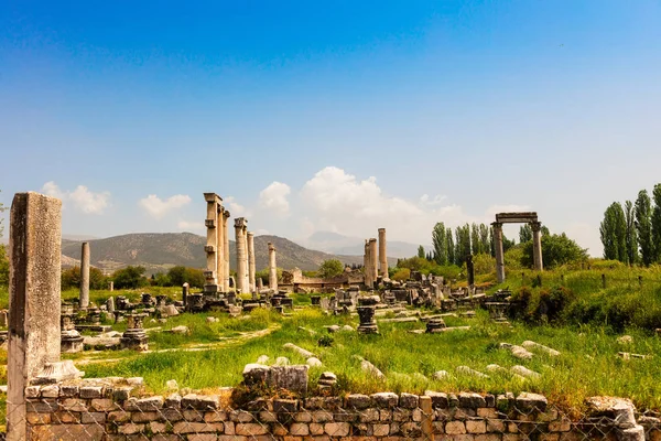 Régészeti Lelőhely Helenistic Város Aphrodisias Nyugat Anatólia Törökország Tetrastoon Terület — Stock Fotó