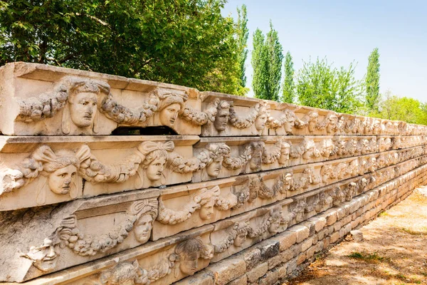 Kőből Faragott Panelek Régészeti Lelőhely Helenistic Aphrodisias Város Nyugati Anatólia — Stock Fotó