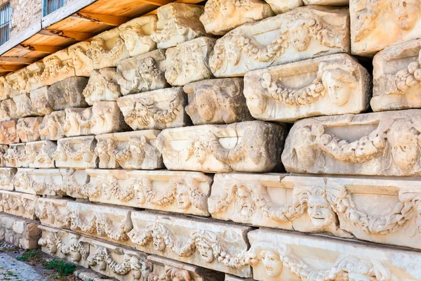 Viharvert Kőből Faragott Táblák Régészeti Lelőhely Helenistic Aphrodisias Város Nyugati — Stock Fotó