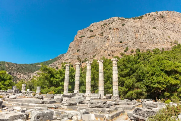 Ősi Város Priéné Megsemmisült Egy Földrengés Athena Templom Romjai — Stock Fotó