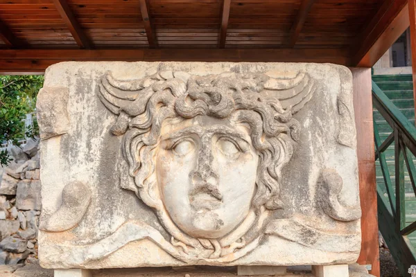 Głowy Gorgon Fragment Freeze Wieku Świątyni Apollo Didym Tukeya — Zdjęcie stockowe