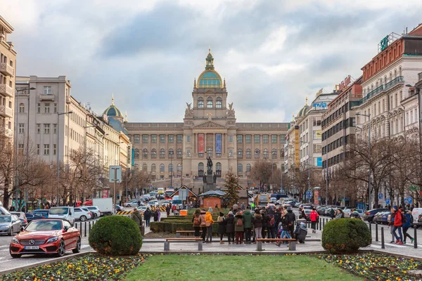 Prag Çek Cumhuriyeti Aralık 2018 Tarihi Bina Ulusal Müzesi Prag — Stok fotoğraf