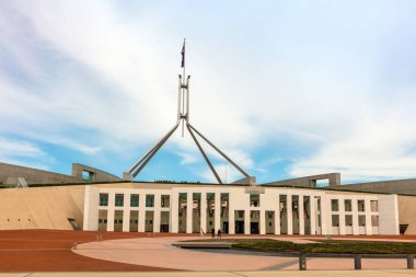 Canberra, Avustralya - 28 Mart 2019: Parlamento Binası, Canberra 9 Mayıs 1988 tarihinde Elizabeth Ii tarafından açıldı, inşa etmek 1,1 milyar dolardan fazlaya mal oldu.