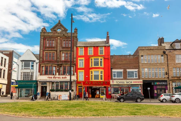 Морекамбе Великобритания Июля 2019 Года Старые Здания Персонажей Набережной Города — стоковое фото