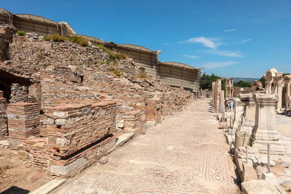 Sítio Arqueológico Romano Antigo Éfeso Anatólia Uma Atração Turística Popular — Fotografia de Stock