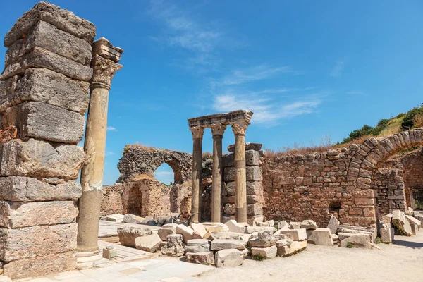 Sítio Arqueológico Romano Antigo Éfeso Anatólia Uma Atração Turística Popular — Fotografia de Stock
