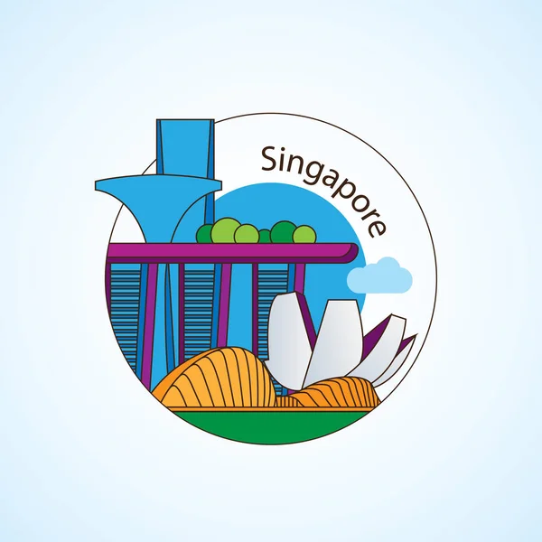 Singapore, gedetailleerd silhouet. Trendy vector illustratie — Stockvector