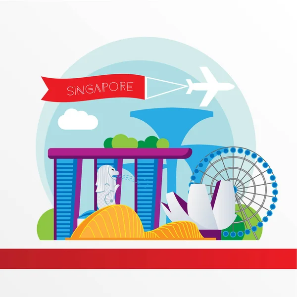 Singapore, gedetailleerd silhouet. Trendy vector illustratie — Stockvector