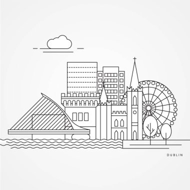 Dublin İrlanda, detaylı siluet