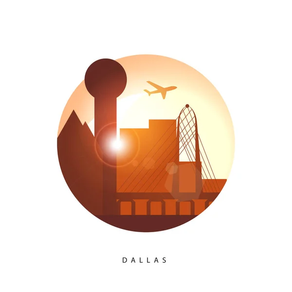 Dallas ΗΠΑ λεπτομερή σιλουέτα — Διανυσματικό Αρχείο