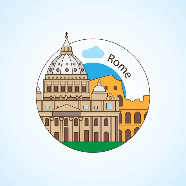 Řím Itálie Podrobná silueta. — Stockový vektor