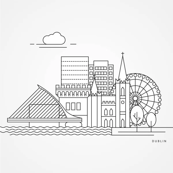 Dublin İrlanda, detaylı siluet