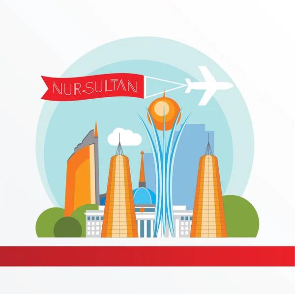 Nur-Sultan detailed silhouette Stock Illustration