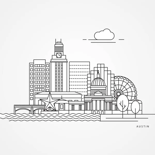 Austin USA, gedetailleerd silhouet — Stockvector