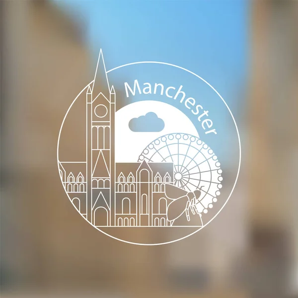 Manchester England, detaljerad siluett. — Stock vektor