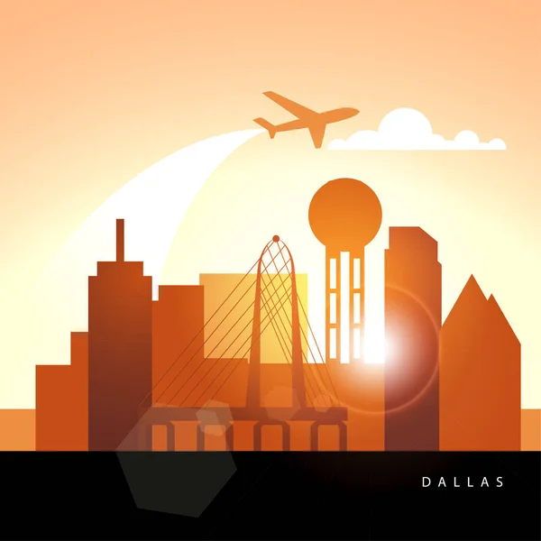 Dallas USA részletes sziluett — Stock Vector