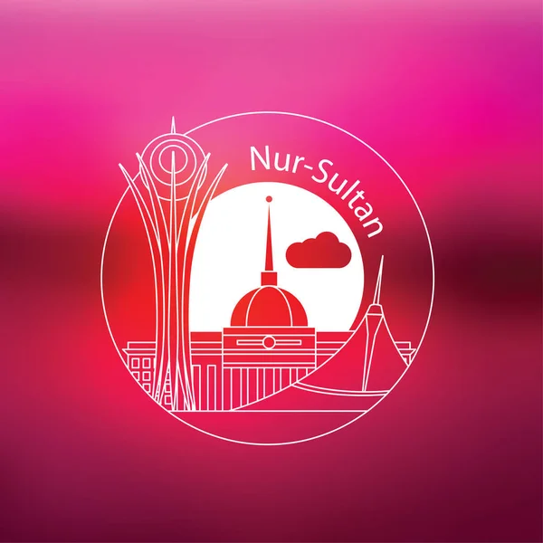 Nur-Sultan detaillierte Silhouette — Stockvektor