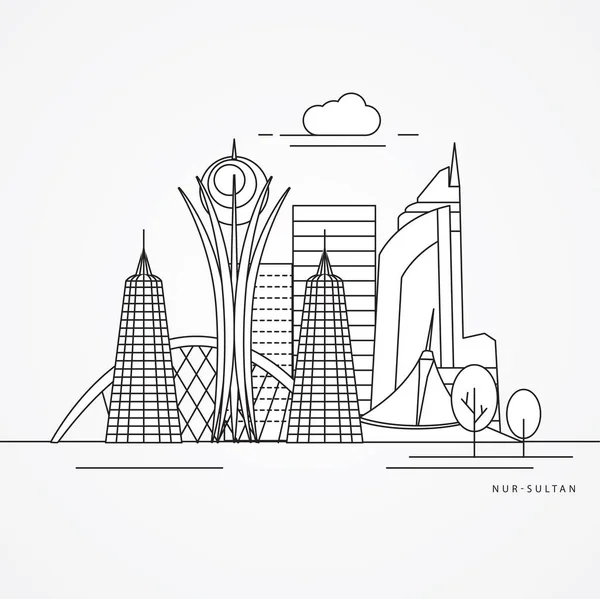 Nur Sultan Město Trendy Detailní Ikona Vektor Ilustrace — Stockový vektor