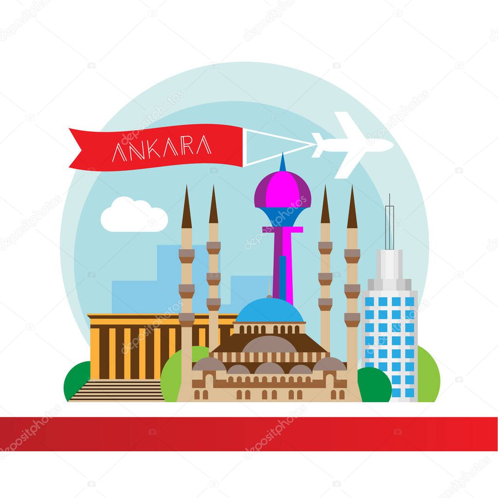 Ankara city trendy detailed icon, vector, illustration  