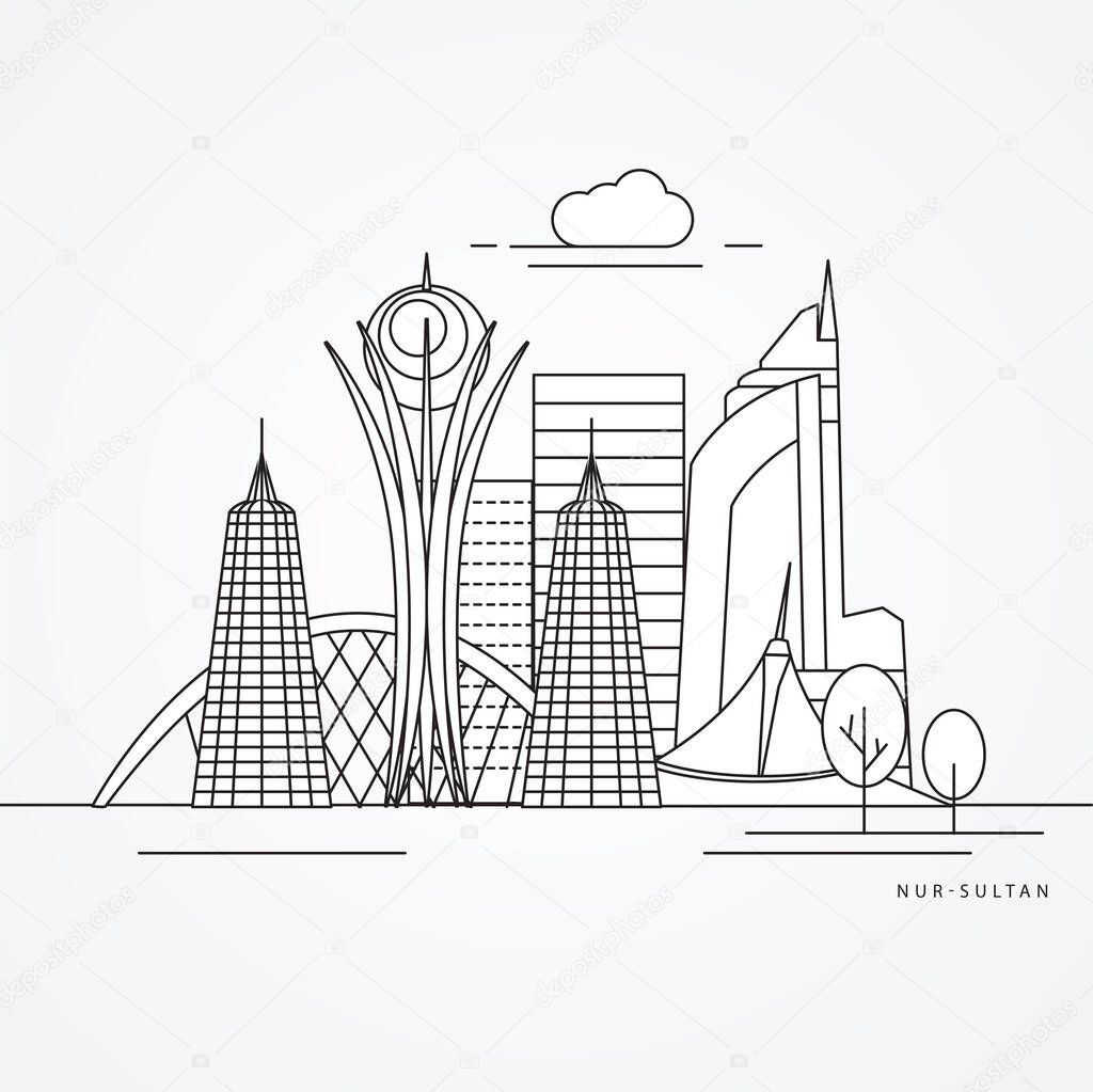 Nur-Sultan city trendy detailed icon, vector, illustration 