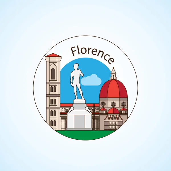 Floransa Şehrinin Modası Ayrıntılı Simge Vektör Illüstrasyon — Stok Vektör