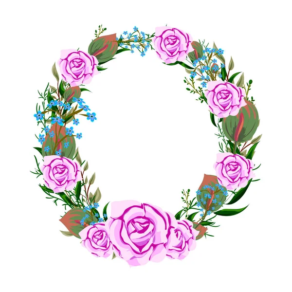 Festive Invitation Fleurs Sont Rose Rouge Sur Fond Blanc Carte — Image vectorielle