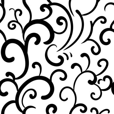 kontur siyah ve beyaz beyaz zemin üzerine Dikişsiz desen Monogram çiçekli. geometrik öğeleri. kumaş duvar kağıdı yazdırma.