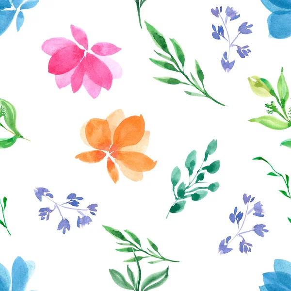 Padrões Aquarela Floral Imprimir Wallpaper Para Retratar Tintas Desenhadas Mão — Fotografia de Stock