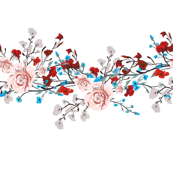 Motifs d'aquarelle florale. imprimer Papier peint à dépeindre. Peintures dessinées à la main. matériel vivant . — Image vectorielle