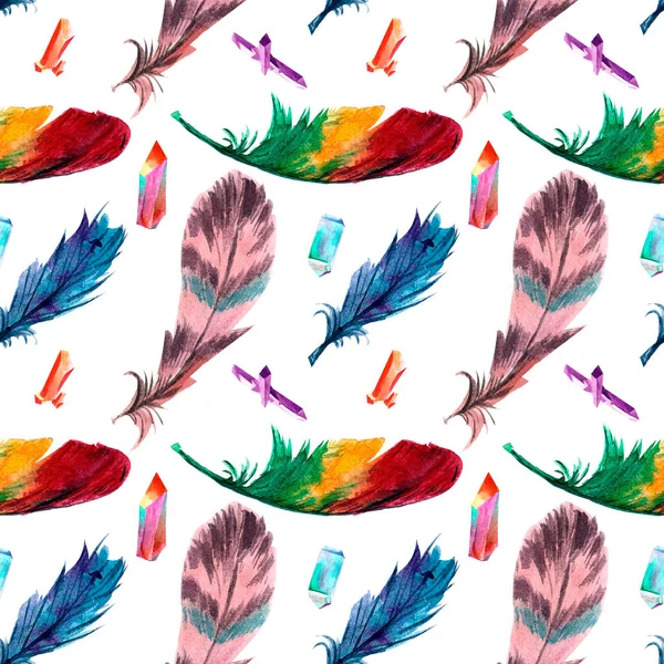 Sulu boya desen tüyleri parlak renkli, beyaz bir arka planda, eller tarafından çizilmiş vardır. Kristal