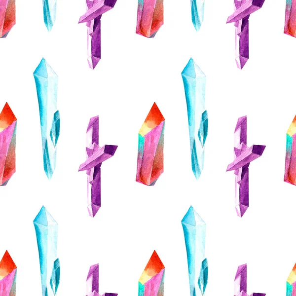 Kristaller, cevheri, cam, parlak izole suluboya deseni. çizilmiş.