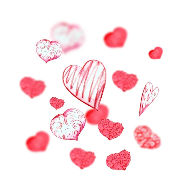 Серце Акварельні Листівки Свято День Святого Валентина Друкований Банер Червоний — стокове фото