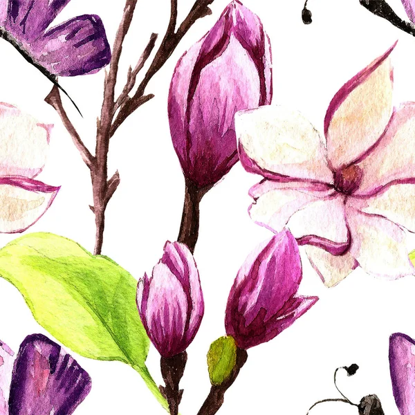 Suluboya Çiçek Desenleri Duvar Kağıdı Canlandıracak Yazdırın Boya Çizilmiş Yaşam — Stok fotoğraf