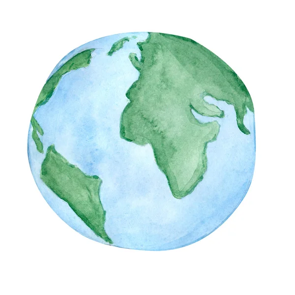 Aarde aquarel geschilderd illustratie, aarde dag, ecologie, Globe. — Stockfoto