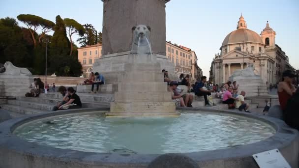 Fuente Los Leones Plaza Peapole Roma — Vídeos de Stock