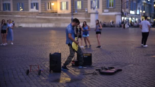 Pouliční Muzikant Umělec Římě — Stock video