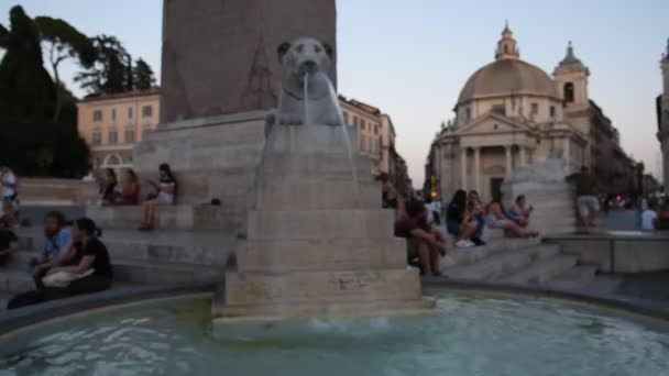 Fontana Dei Leoni Piazza Del Popolo Roma — Stock video