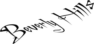 Baverly Hills. California metin işareti şekil üzerinde beyaz backgraound