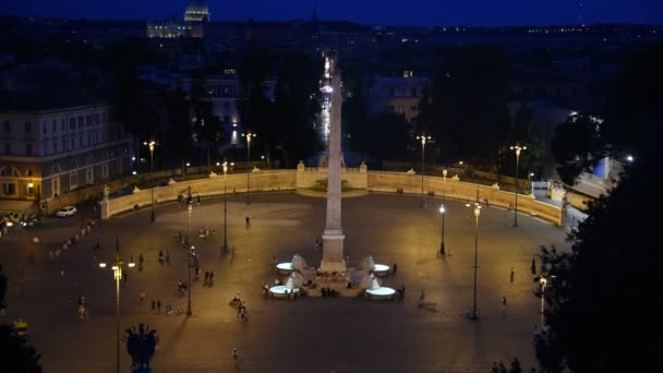 People Square Rome Scenic View Night — Stock Video