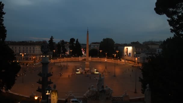 Place Peuple Rome Vue Panoramique Nuit — Video