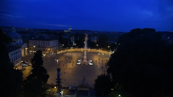 Praça Povo Roma Vista Panorâmica Noite — Vídeo de Stock