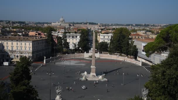 People Square Lions Square Rome Scenic View Frome Pincio — Stock Video