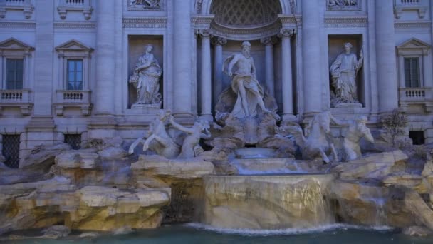 Blick Auf Den Berühmten Trevi Brunnen Rom Bei Nacht Und — Stockvideo