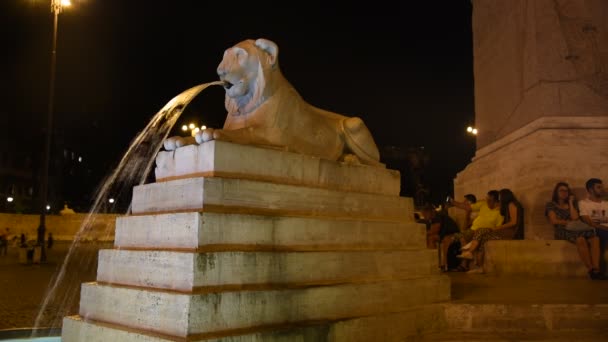 Fuente Los Leones Plaza Peapole Roma — Vídeos de Stock