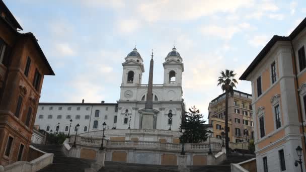 Rome Trinit Dei Monti Église Marches Espagnoles Espagne Carré Vidéo — Video