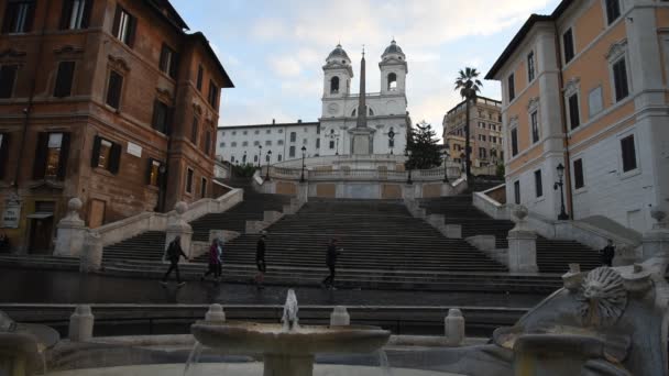 Rome Trinit Dei Monti Church Spanish Steps Spain Square Real — Stock Video